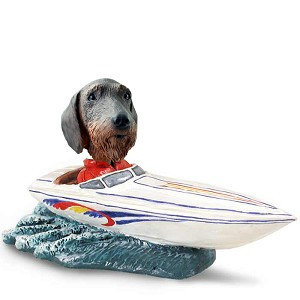 Wirehaired Dachshund Motorboat Doogie Collectible Dog Figurine