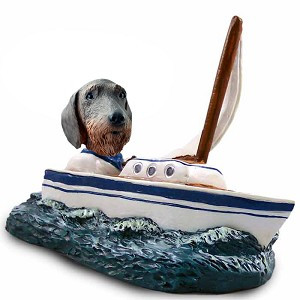 Wirehaired Dachshund Sailboat Doogie Collectible Dog Figurine