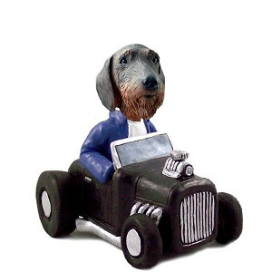Wirehaired Dachshund Hot Rod Doogie Collectible Dog Figurine