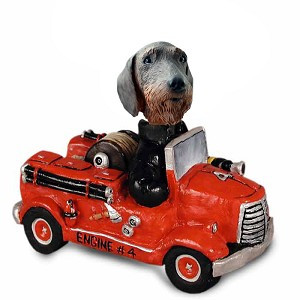Wirehaired Dachshund Fire Engine Doogie Collectible Dog Figurine