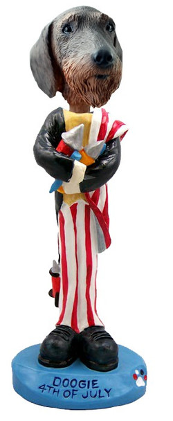 Wirehaired Dachshund 4th of July Doogie Collectible Dog Figurine