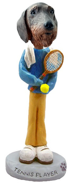 Wirehaired Dachshund Tennis Player Doogie Collectible Dog Figurine