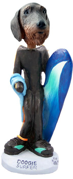 Wirehaired Dachshund Surfer Doogie Collectible Dog Figurine