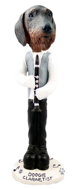 Wirehaired Dachshund Clarinetist Doogie Collectible Dog Figurine
