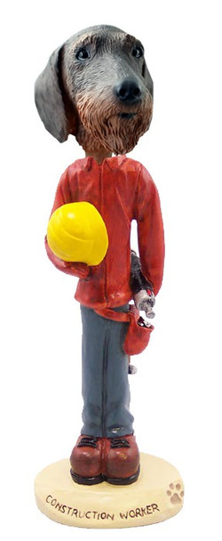 Wirehaired Dachshund Construction Worker Doogie Collectible Dog Figurine