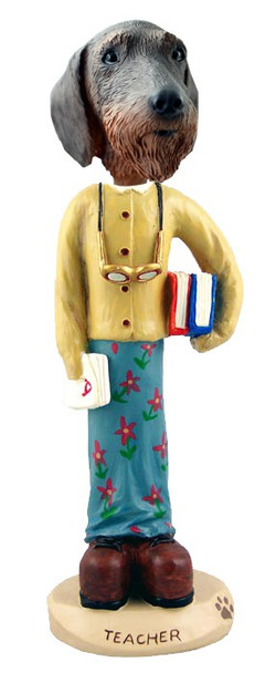 Wirehaired Dachshund Female Teacher Doogie Collectible Dog Figurine