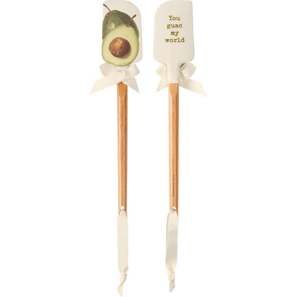 Avocado Design You Guac My World Double Sided Silicone Spatula With Wooden Handle from Primitives by Kathy