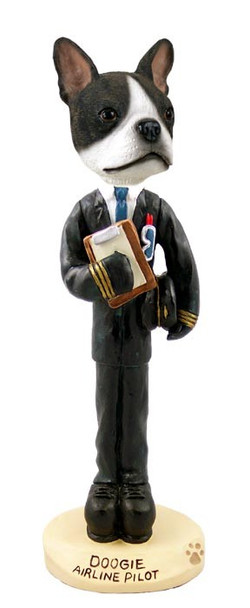 Boston Terrier Airline Pilot Doogie Collectible Dog Figurine