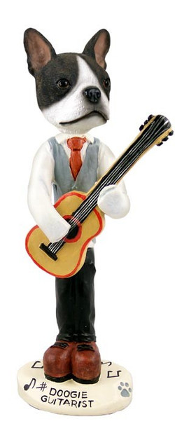 Boston Terrier Guitarist Doogie Collectible Dog Figurine