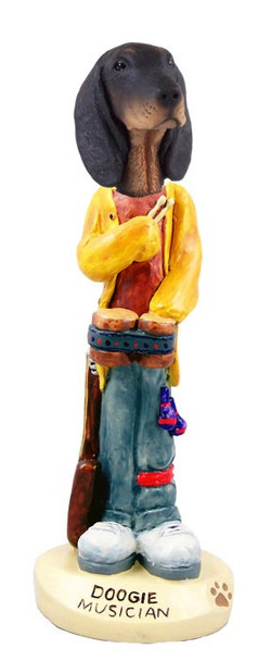 Black & Tan Coonhound Musician Doogie Collectible Dog Figurine