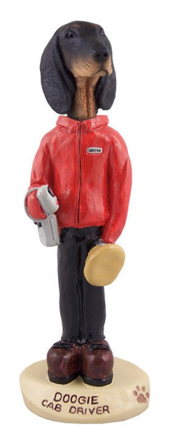 Black & Tan Coonhound Cab Driver Doogie Collectible Dog Figurine