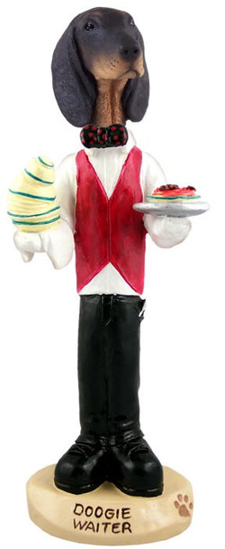 Black & Tan Coonhound Waiter Doogie Collectible Dog Figurine