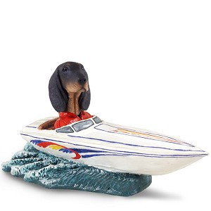 Black & Tan Coonhound Motorboat Doogie Collectible Dog Figurine