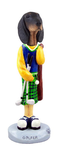 Black & Tan Coonhound Golf Doogie Collectible Dog Figurine