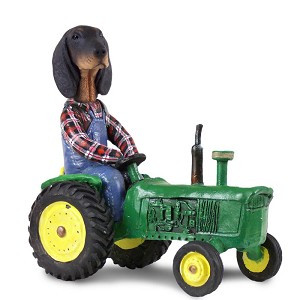 Black & Tan Coonhound Tractor Doogie Collectible Dog Figurine