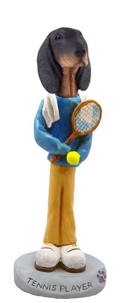 Black & Tan Coonhound Tennis Player Doogie Collectible Dog Figurine