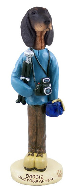 Black & Tan Coonhound Photographer Doogie Collectible Dog Figurine