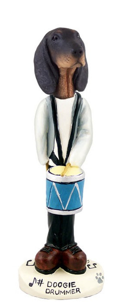 Black & Tan Coonhound Drummer Doogie Collectible Dog Figurine