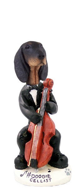 Black & Tan Coonhound Cellist Doogie Collectible Dog Figurine