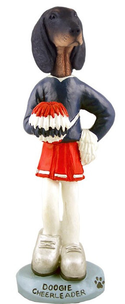 Black & Tan Coonhound Cheerleader Doogie Collectible Dog Figurine