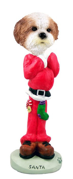 Tan Shih Tzu with Sport Cut Santa Doogie Collectible Dog Figurine