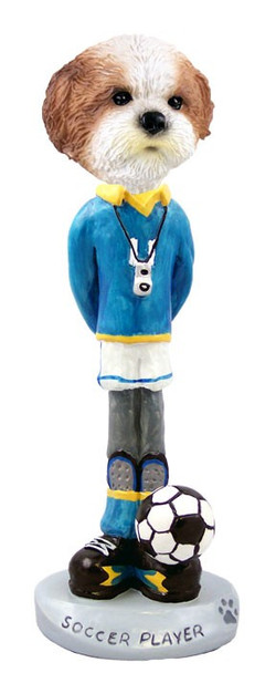 Tan Shih Tzu with Sport Cut Soccer Doogie Collectible Dog Figurine