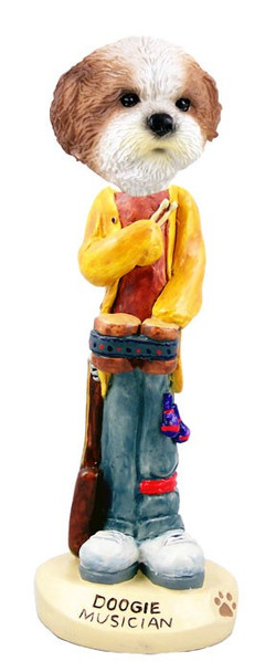 Tan Shih Tzu with Sport Cut Musician Doogie Collectible Dog Figurine