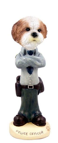 Tan Shih Tzu with Sport Cut Police Doogie Collectible Dog Figurine