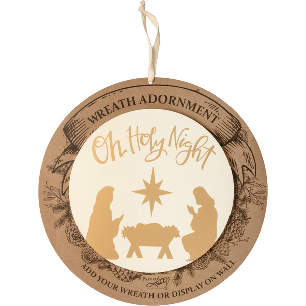 Oh Holy Night Nativity Scene Decorative Wreath Adornment Sign 10 Inch from Primitives by Kathy