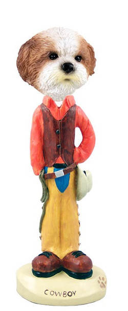 Tan Shih Tzu with Sport Cut Cowboy Doogie Collectible Dog Figurine