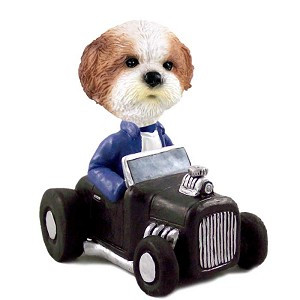 Tan Shih Tzu with Sport Cut Hot Rod Doogie Collectible Dog Figurine