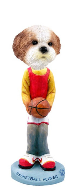 Tan Shih Tzu with Sport Cut Basketball Doogie Collectible Dog Figurine
