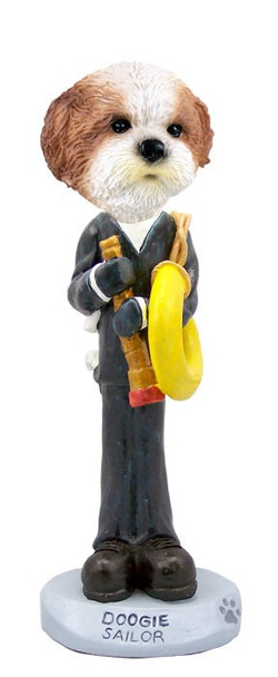 Tan Shih Tzu with Sport Cut Sailor Doogie Collectible Dog Figurine