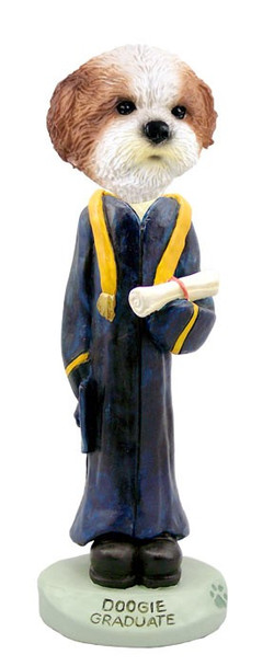 Tan Shih Tzu with Sport Cut Graduate Doogie Collectible Dog Figurine