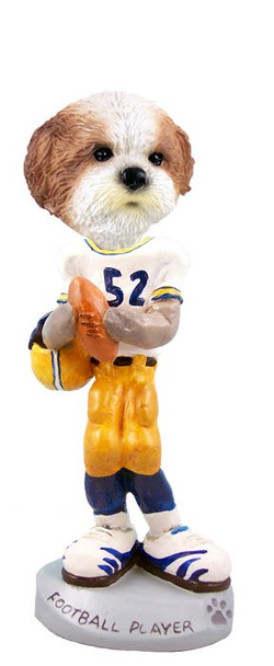 Tan Shih Tzu with Sport Cut Football Player Doogie Collectible Dog Figurine