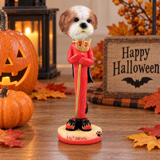 Tan Shih Tzu with Sport Cut Lil Devil Doogie Collectible Dog Figurine