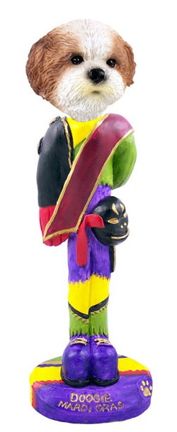 Tan Shih Tzu with Sport Cut Mardi Gras Doogie Collectible Dog Figurine