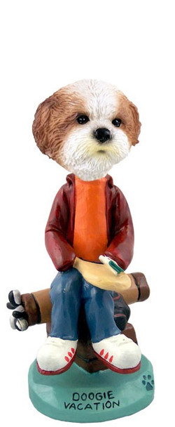 Tan Shih Tzu with Sport Cut Vacation Doogie Collectible Dog Figurine