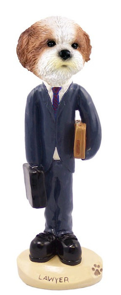 Tan Shih Tzu with Sport Cut Lawyer Doogie Collectible Dog Figurine