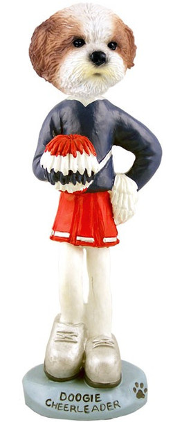 Tan Shih Tzu with Sport Cut Cheerleader Doogie Collectible Dog Figurine