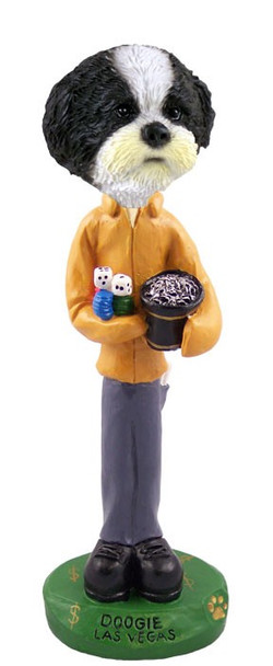 Black & White Shih Tzu with Sport Cut Las Vegas Doogie Collectible Dog Figurine