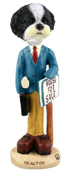 Black & White Shih Tzu with Sport Cut Male Realtor Doogie Collectible Dog Figurine