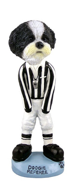 Black & White Shih Tzu with Sport Cut Referee Doogie Collectible Dog Figurine