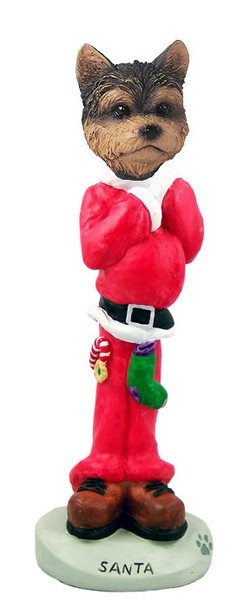 Yorkshire Terrier (Puppy Cut) Santa Doogie Collectible Dog Figurine