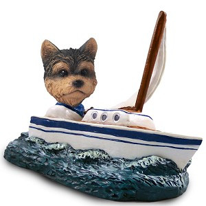 Yorkshire Terrier (Puppy Cut) Sailboat Doogie Collectible Dog Figurine