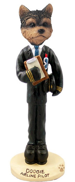 Yorkshire Terrier (Puppy Cut) Airline Pilot Doogie Collectible Dog Figurine