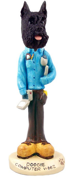 Black Schnauzer Computer Whiz Doogie Collectible Dog Figurine
