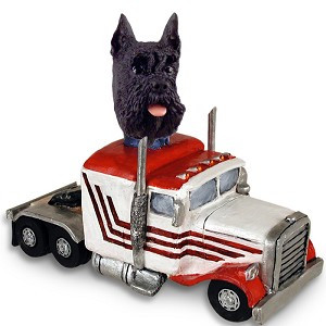 Black Schnauzer Truck Tractor Doogie Collectible Dog Figurine