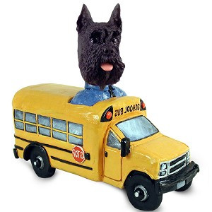 Black Schnauzer School Bus Doogie Collectible Dog Figurine