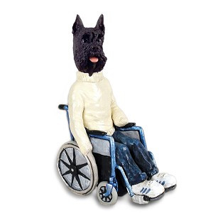 Black Schnauzer Wheelchair Doogie Collectible Dog Figurine